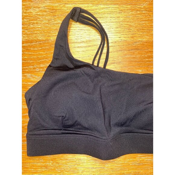 One-Shoulder Black Sports Bra With Mesh Back & Adjustable Straps - Picture 2 of 3